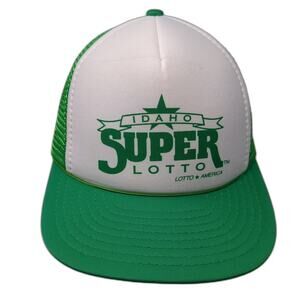 Designer Award Idaho Super Lotto Trucker Hat Green White One Size Adjustable